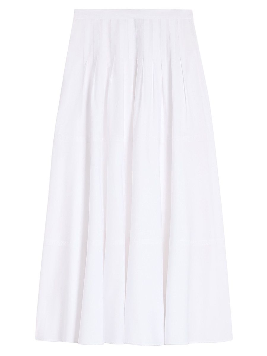 Women's Long Cotton Poplin Skirt - Optical White - Size 16