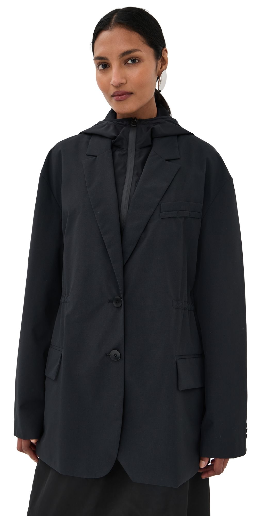 Tibi Tech Suiting Anorak Blazer Black L