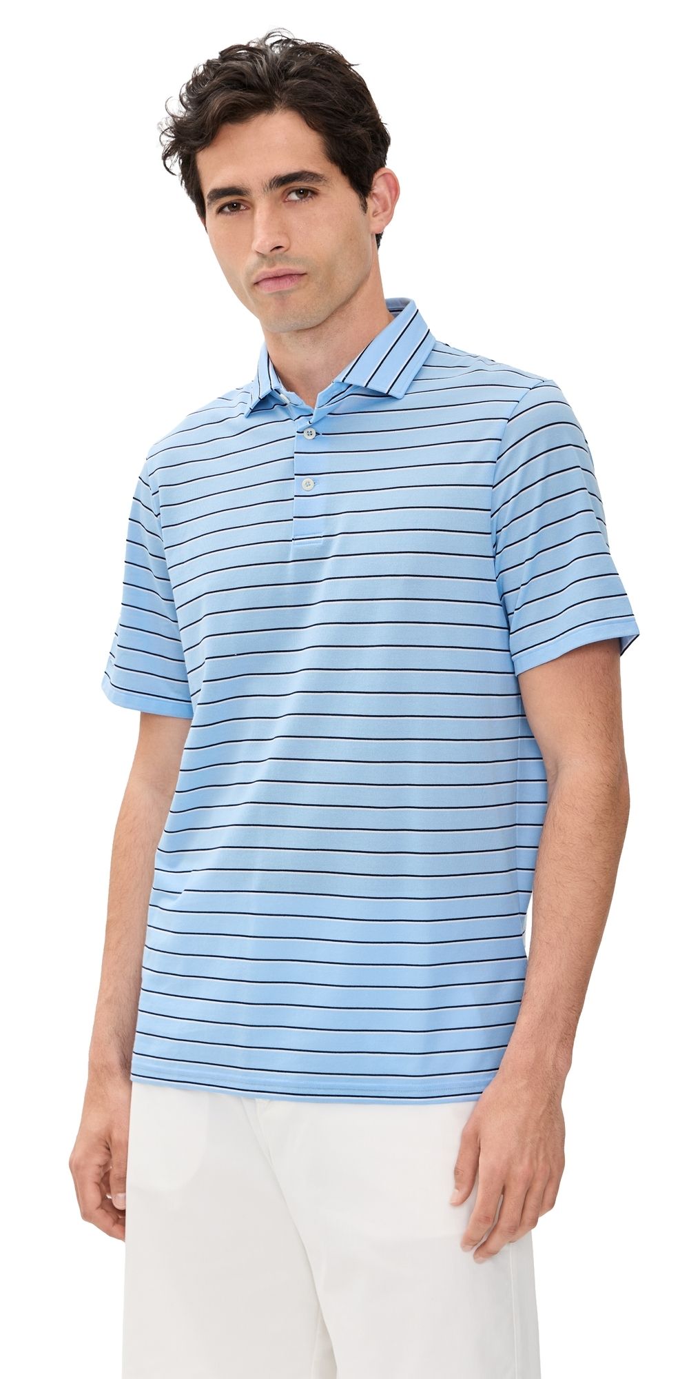 RLX Ralph Lauren Multi Stripe Tour Pique Polo Office Blue Multi M