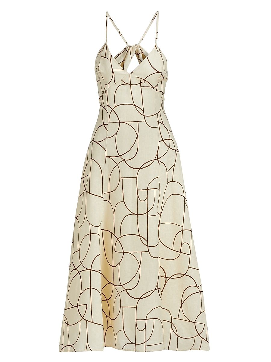 Women's Wyeth Geo-Print Midi-Dress - Brown Geo Print - Size 2