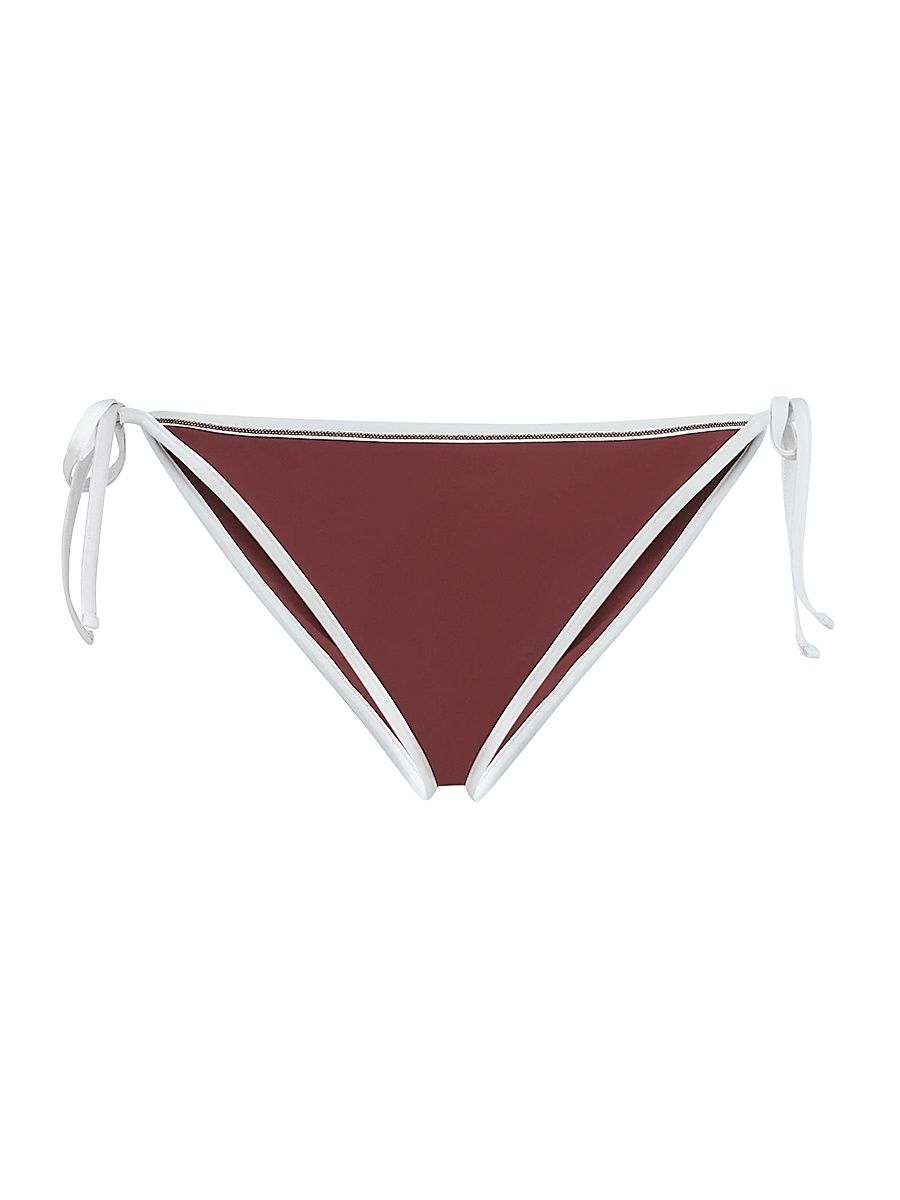 Women's Techno Jersey Bikini Bottom with Monili - Bordeaux - Size 12