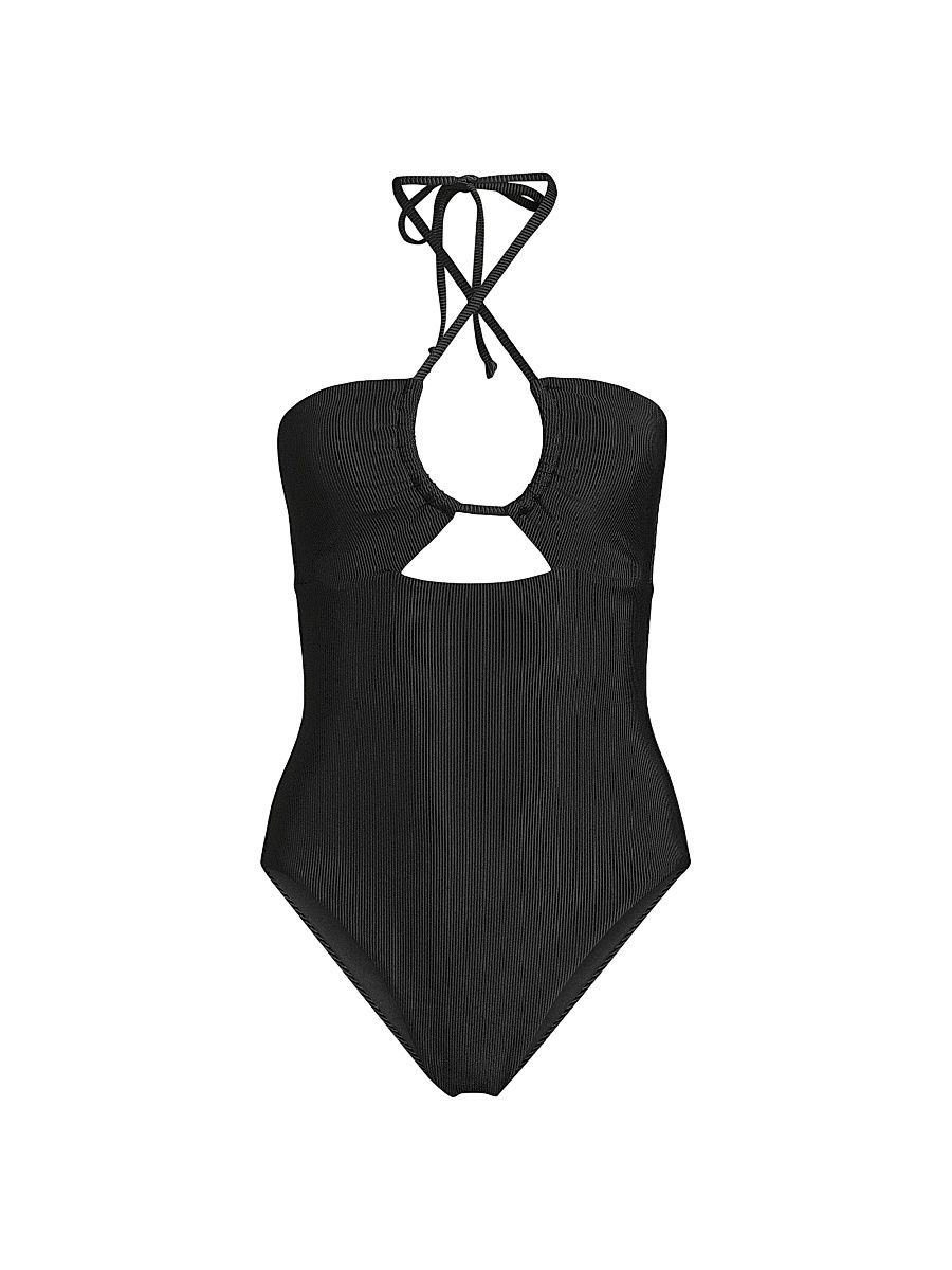 Women's Rib Phoenix One-Piece Swimsuit - Black - Size XL