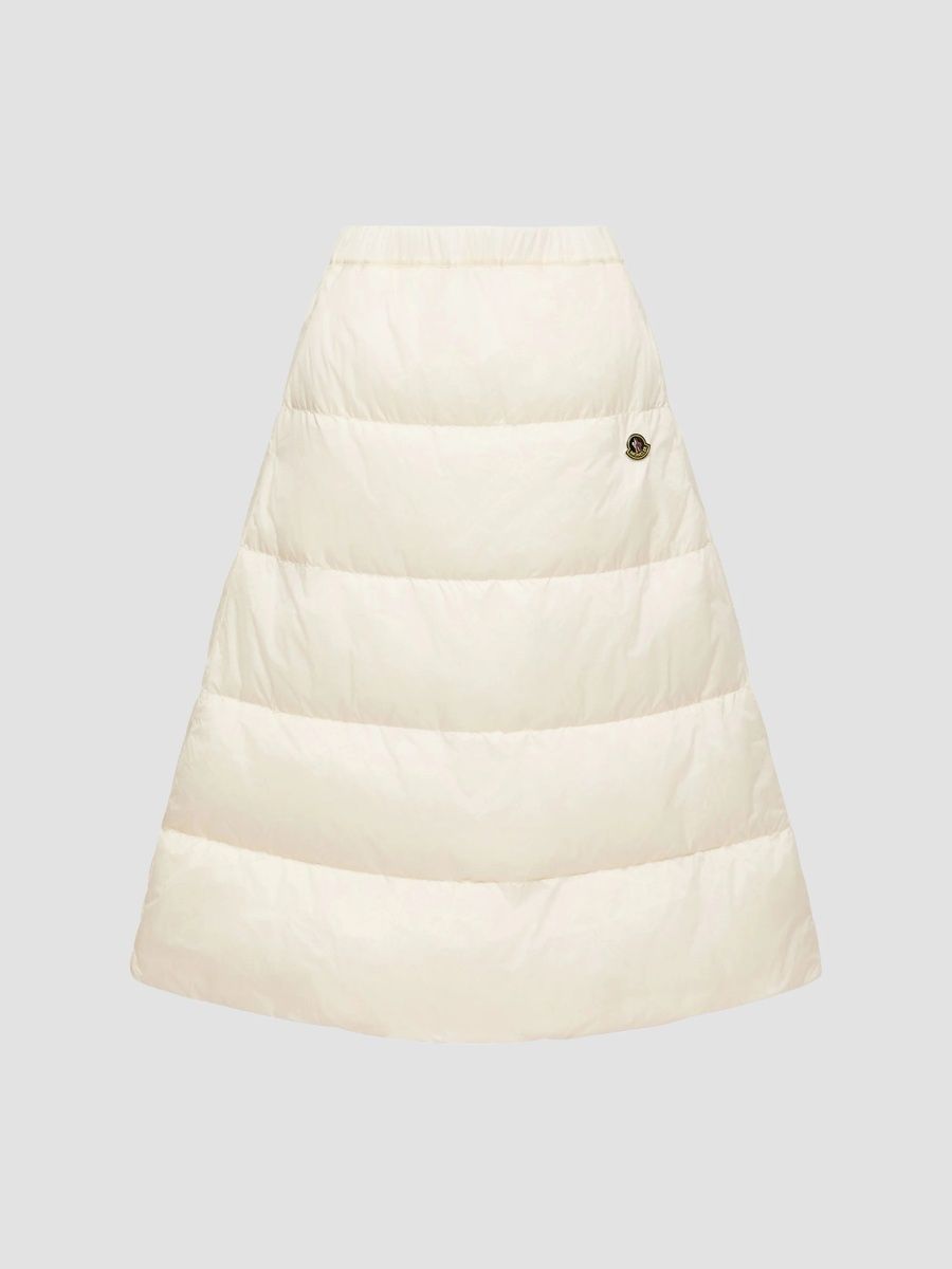 Moncler Women's Midi Skirt in Wool Twill - White - Size Small