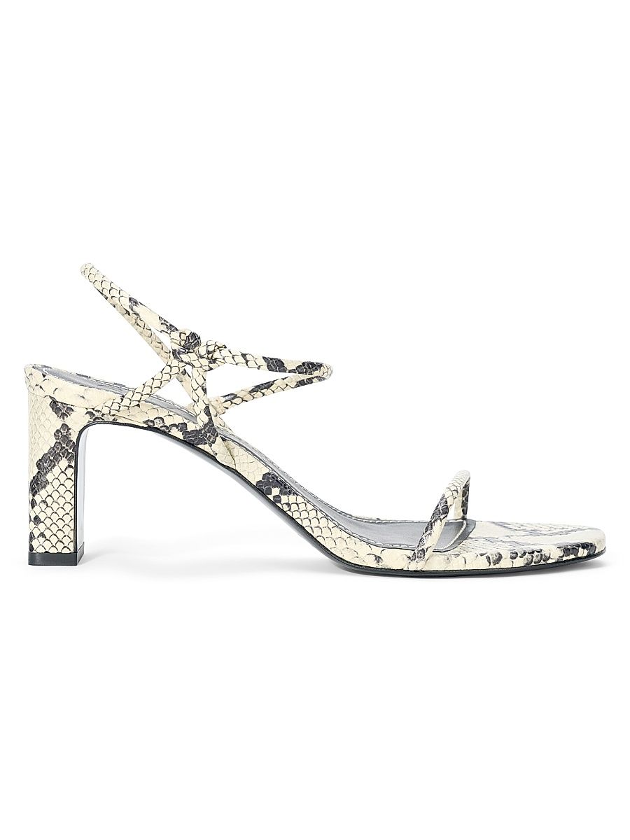 Women's Laurel 70MM Snake-Embossed Leather Sandals - White Snake - Size 10
