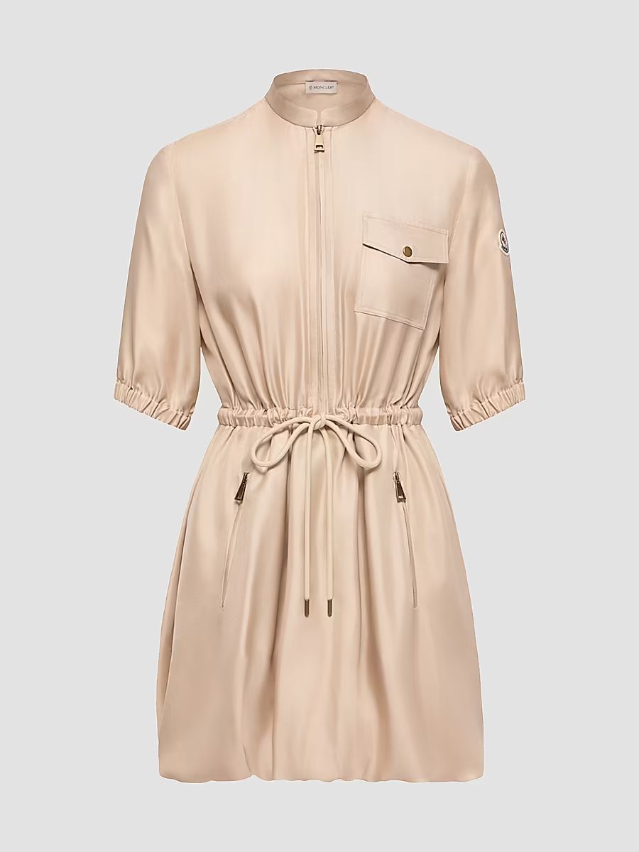 Women's Shirt Dress in Silk Twill - Light Beige - Size Medium