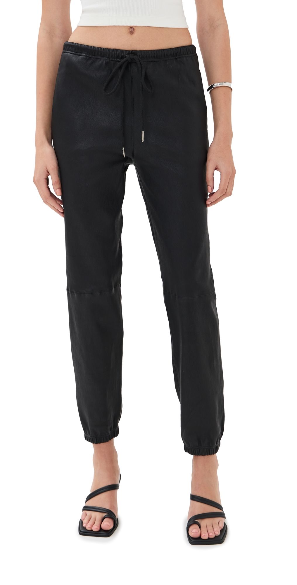 SPRWMN Leather Drawstring Joggers Black XS