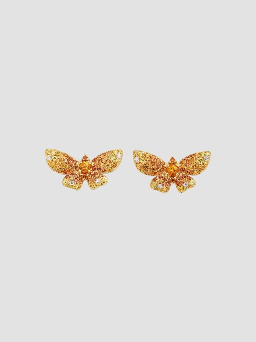 Women's Butterfly 18K Yellow Gold, Yellow Sapphire & 0.07 TCW Diamond Stud Earrings - Yellow Gold