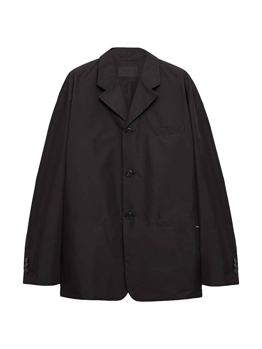 Men's Single-Breasted Technical Cotton Jacket - Black - Size 38