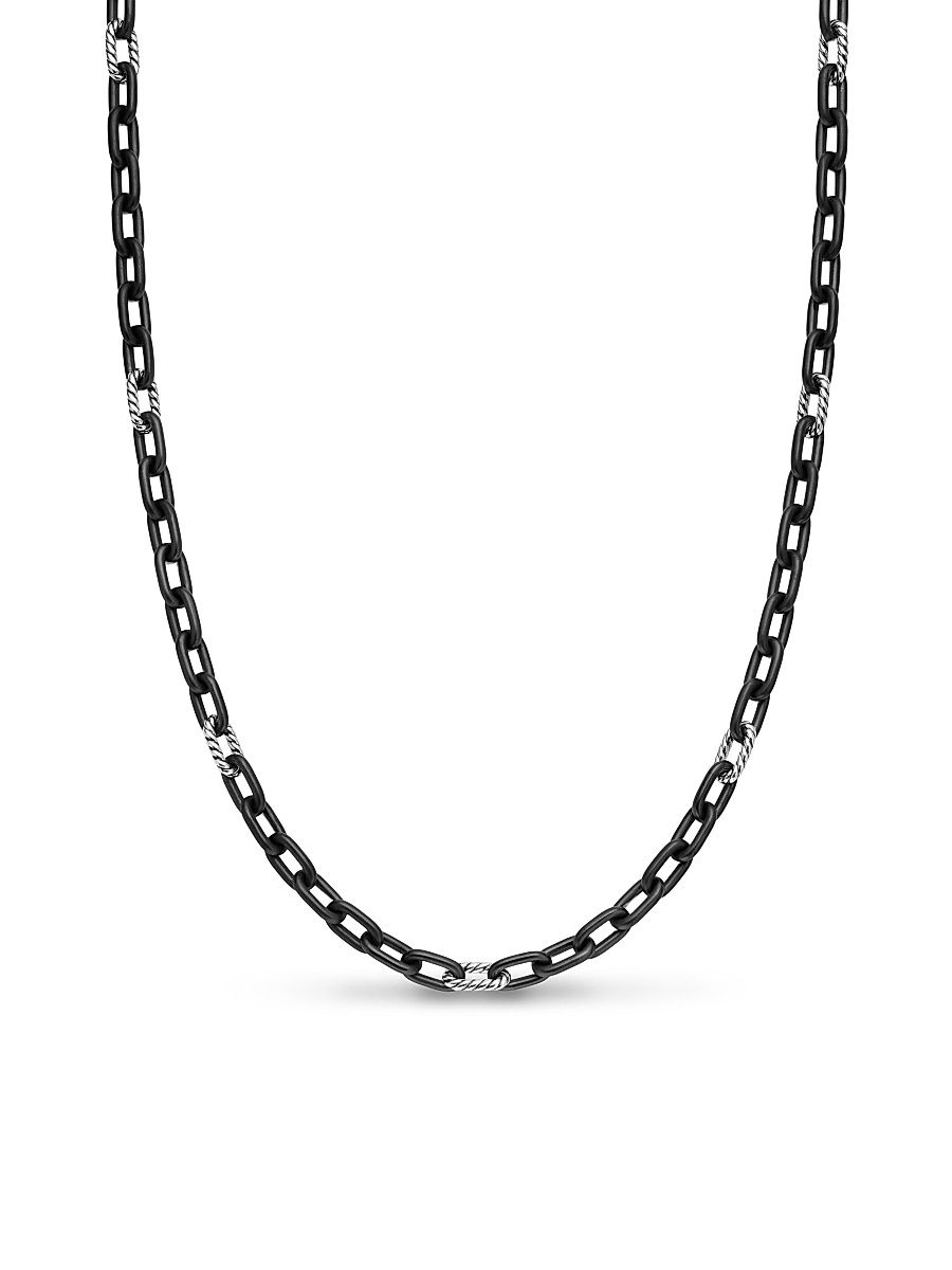 Men's DY Madison Chain Necklace in Black Titanium - Silver - Size 22