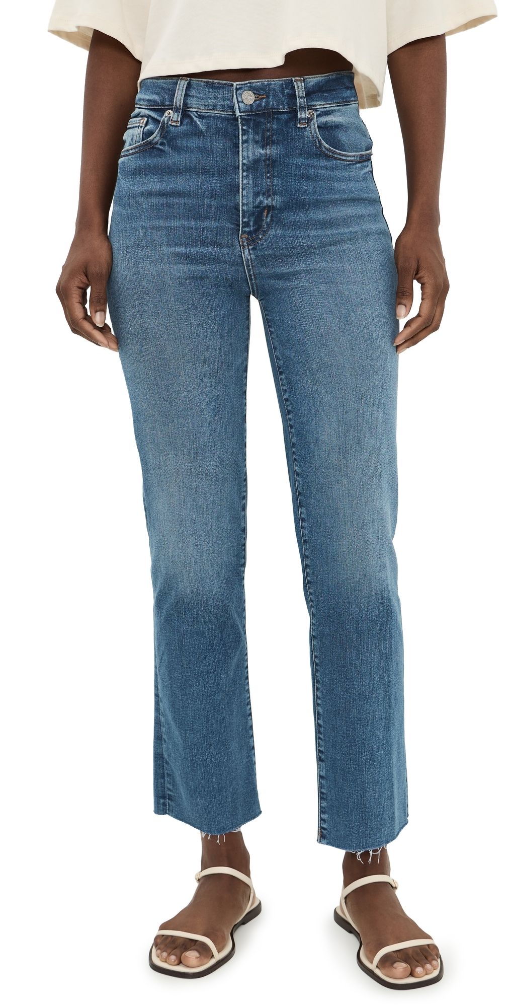 FRAME Le Sleek Straight Jeans Daylily Raw Fray 24