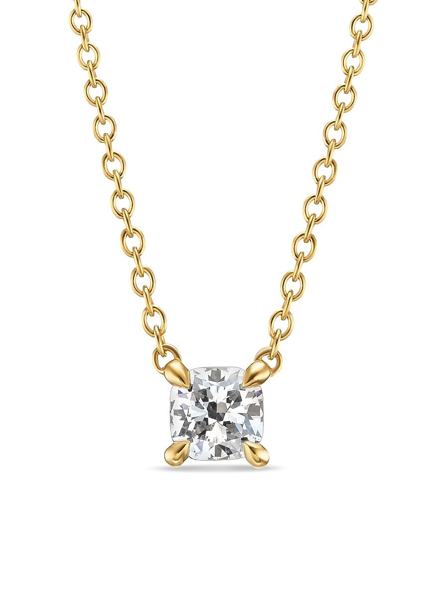 Women's Micro Chatelaine Pendant Necklace in 18K Yellow Gold with Diamond, 4.6MM - Diamond - Size 17