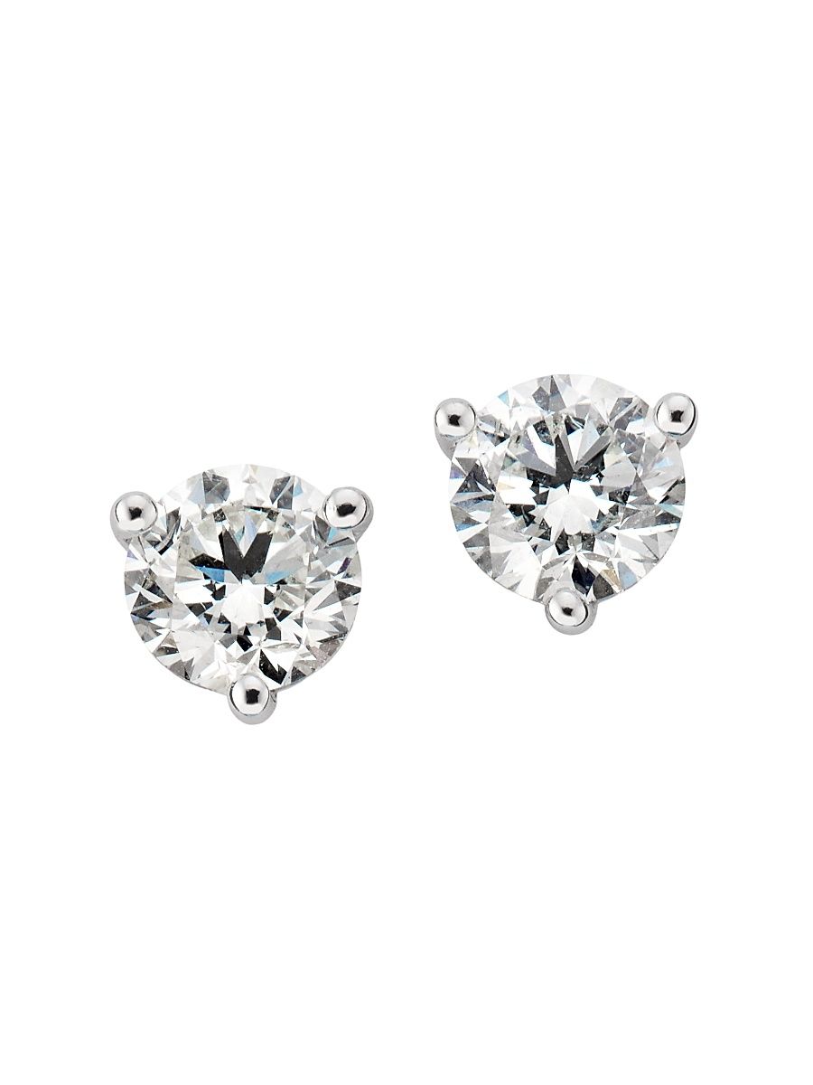 Women's 18K White Gold & 1.50 TCW Diamond Martini Stud Earrings - White Gold