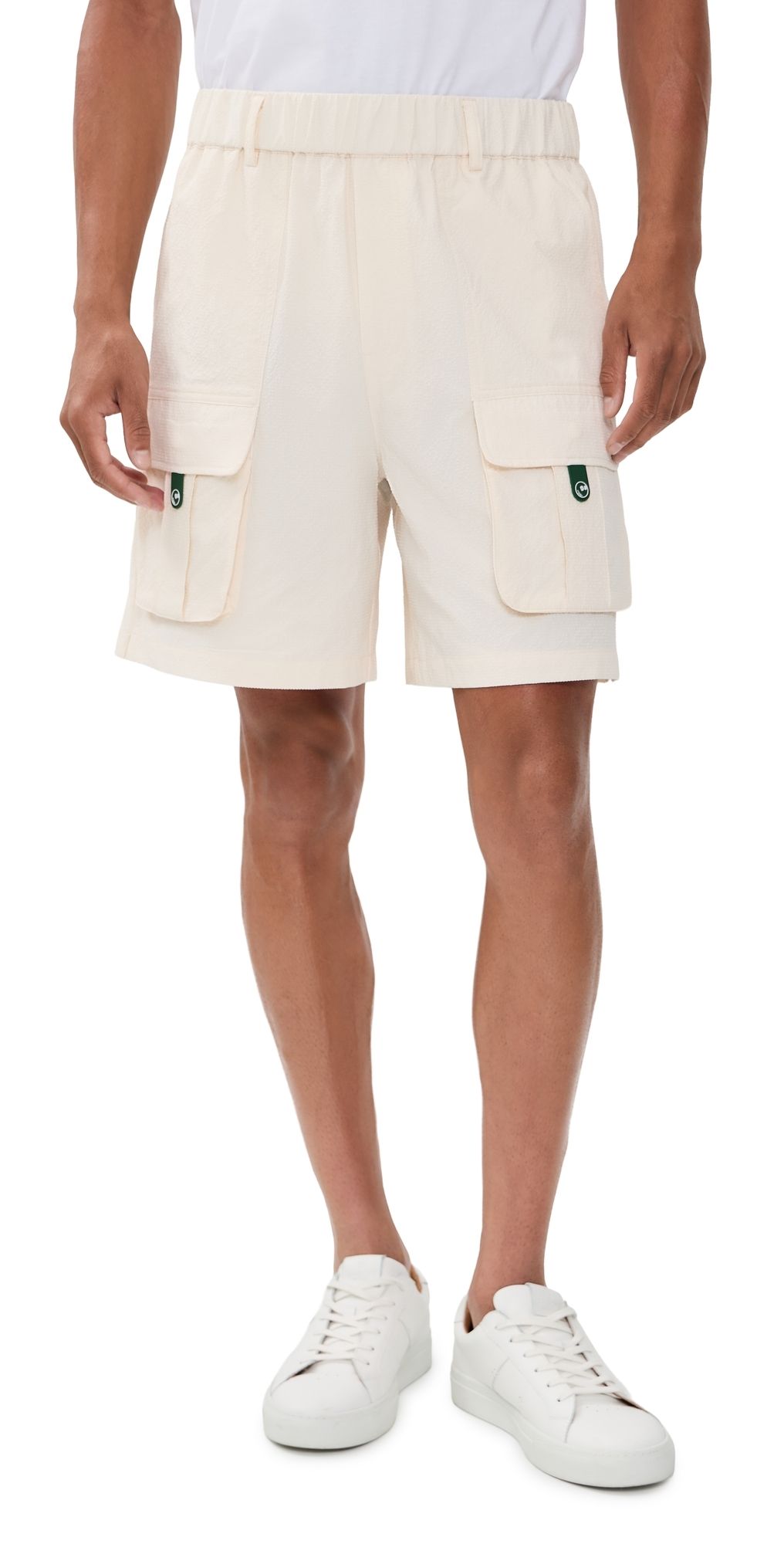 Malbon Bass Club Seersucker Shorts Ivory S