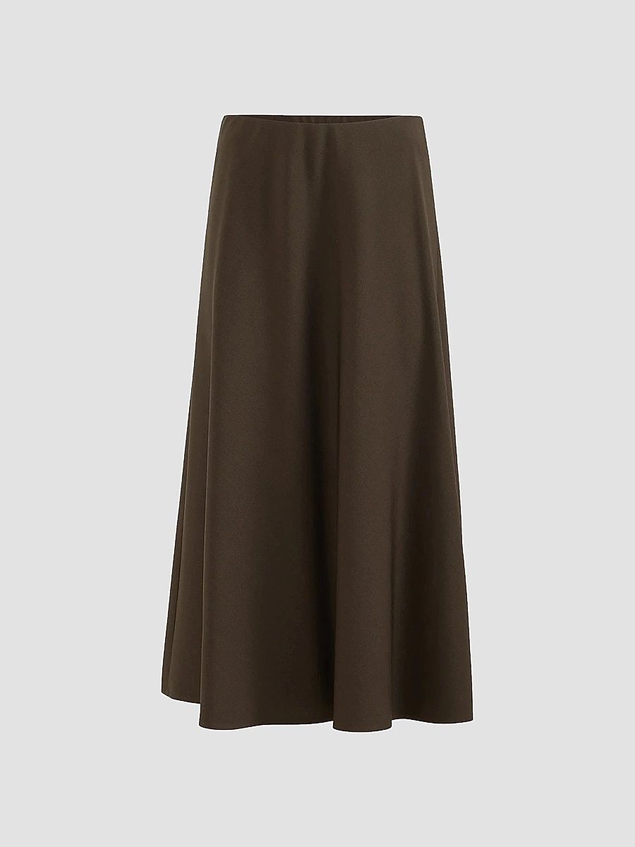 Women's Comfort Virgin Wool and Viscose Twill Flute Skirt - Brown - Size 14