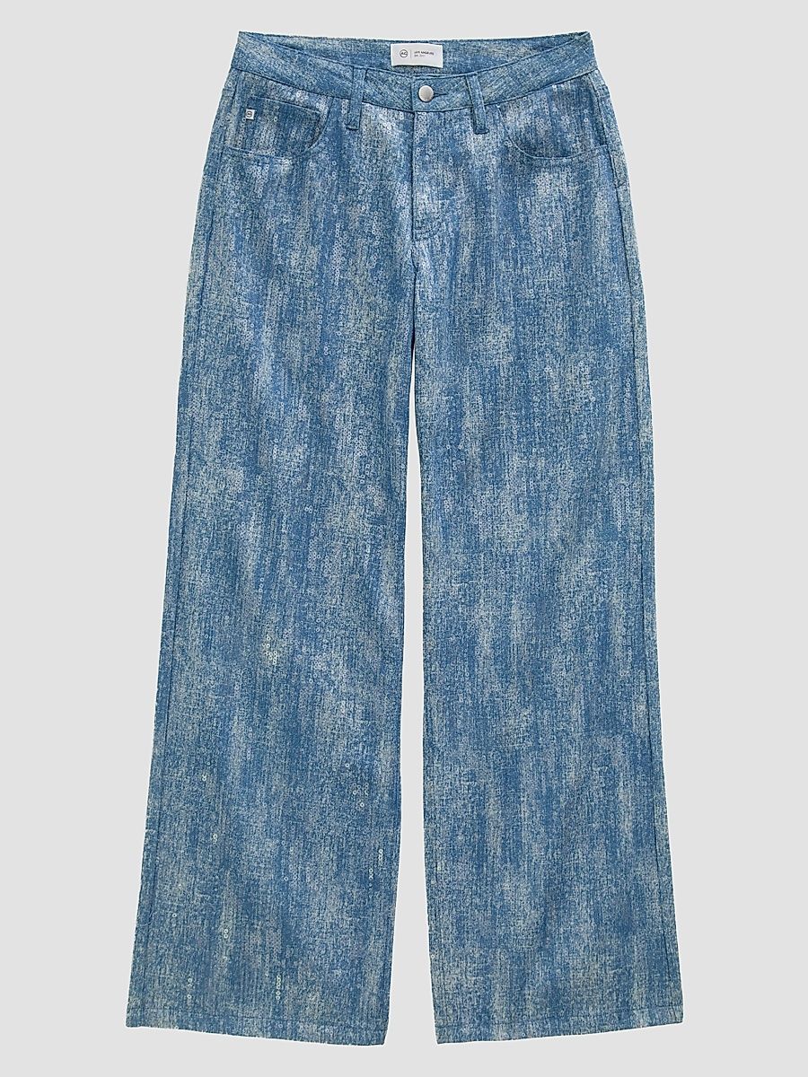 Women's Adria Sequined Low-Rise Wide-Leg Jeans - Next To Water - Size 30