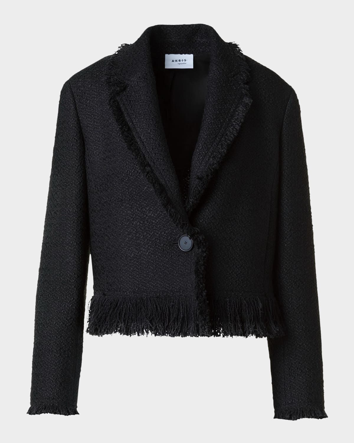 Fringed Boucle Tweed Crop Jacket