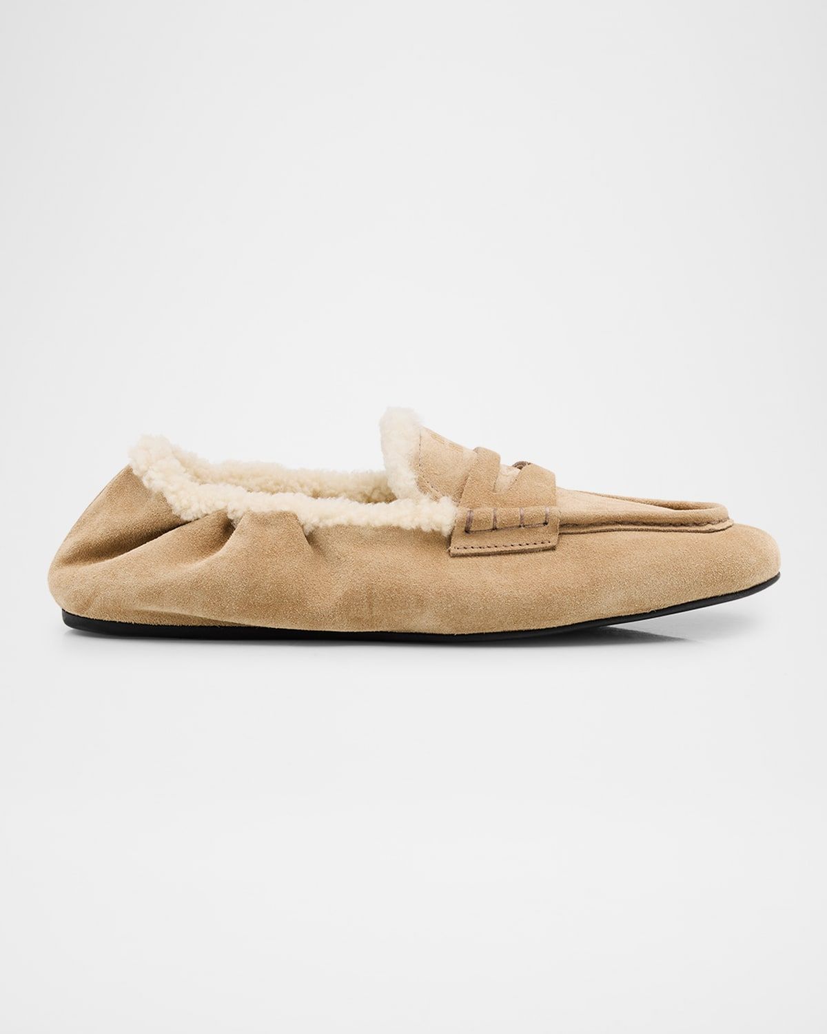 Shearling Lined Suede Penny Loafers
