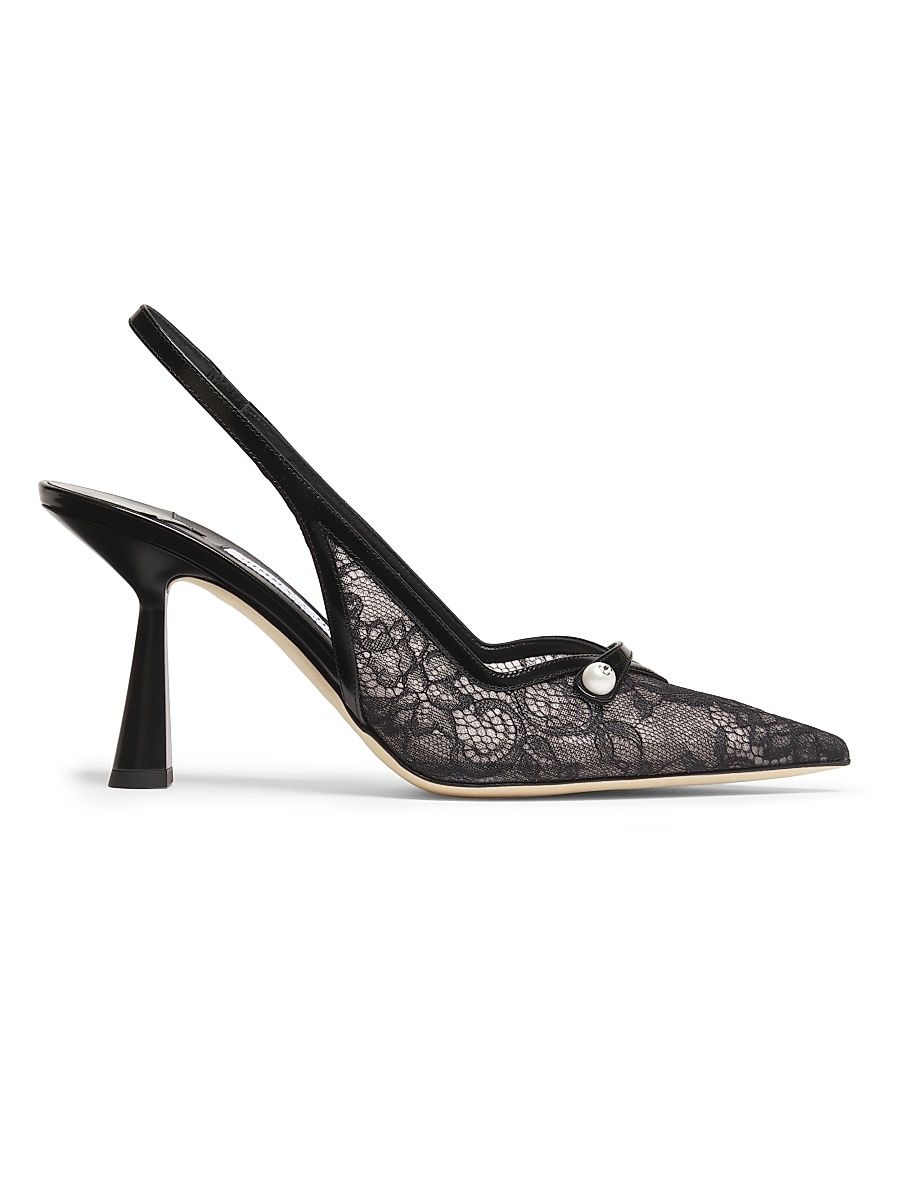 Women's Amita Lace 90MM Slingback Pumps - Black - Size 8.5