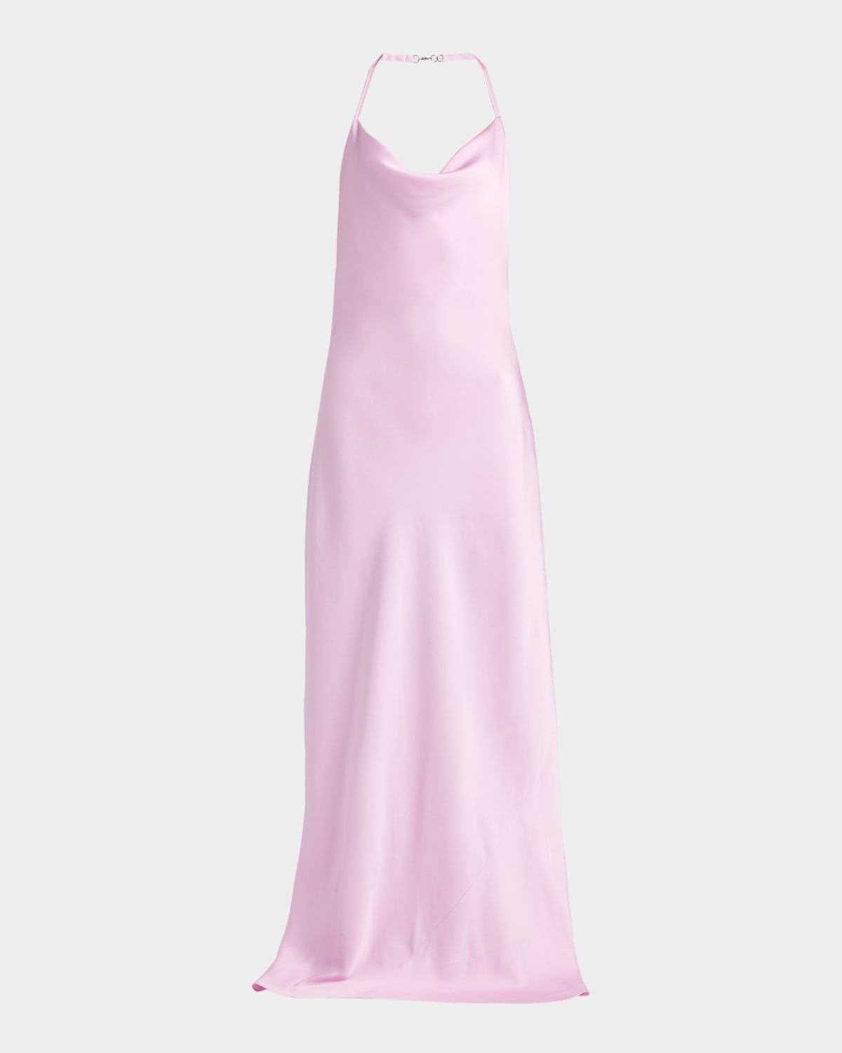 Cowl-Neck Enverse Satin Backless Halter Gown