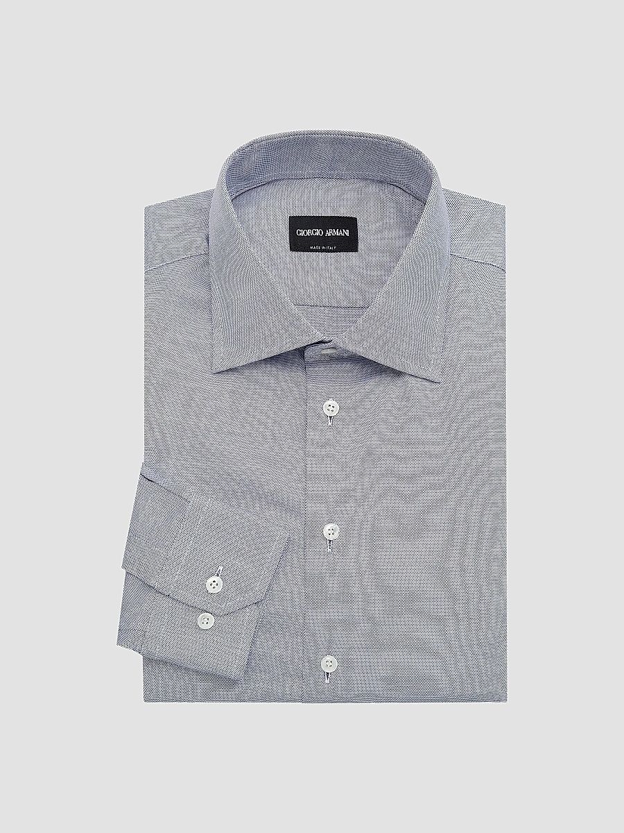 Giorgio Armani Men's Dotted Cotton Dress Shirt - Dark Grey - Size 17