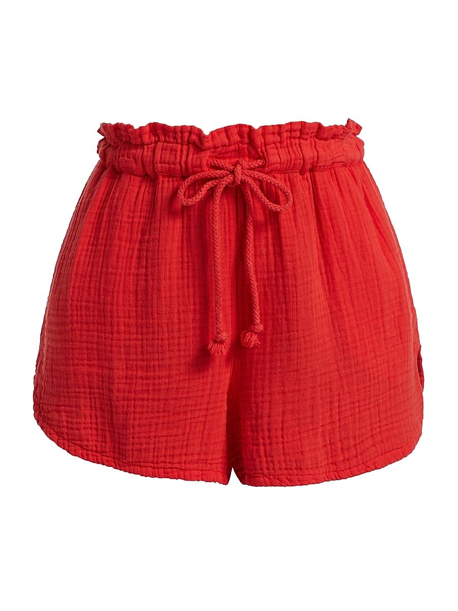 Women's Starla Cotton Drawstring Shorts - Fire Cracker - Size XS