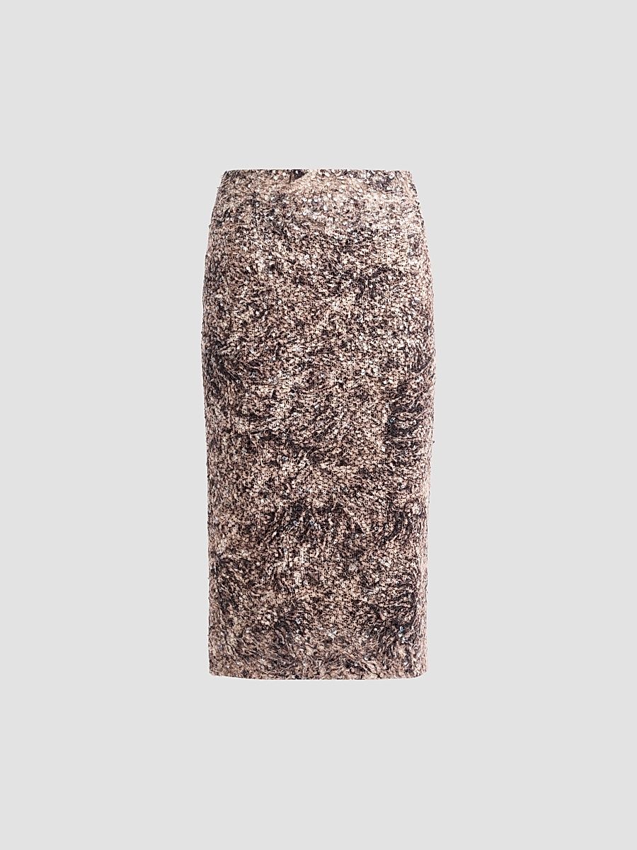 Women's Sequined Pencil Skirt - Brown - Size 12