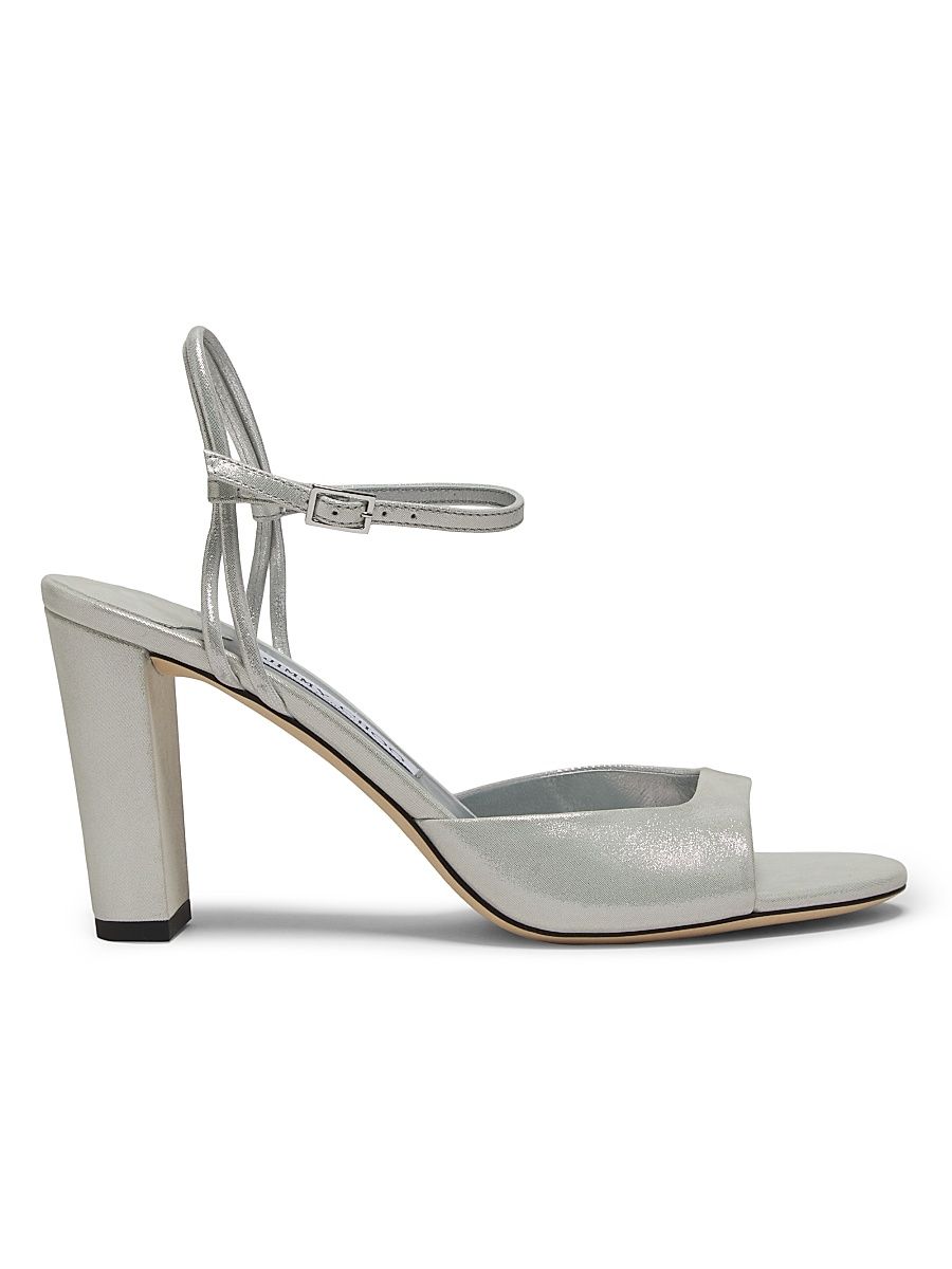 Women's Alys 85MM Shimmer Suede Sandals - Silver - Size 11.5