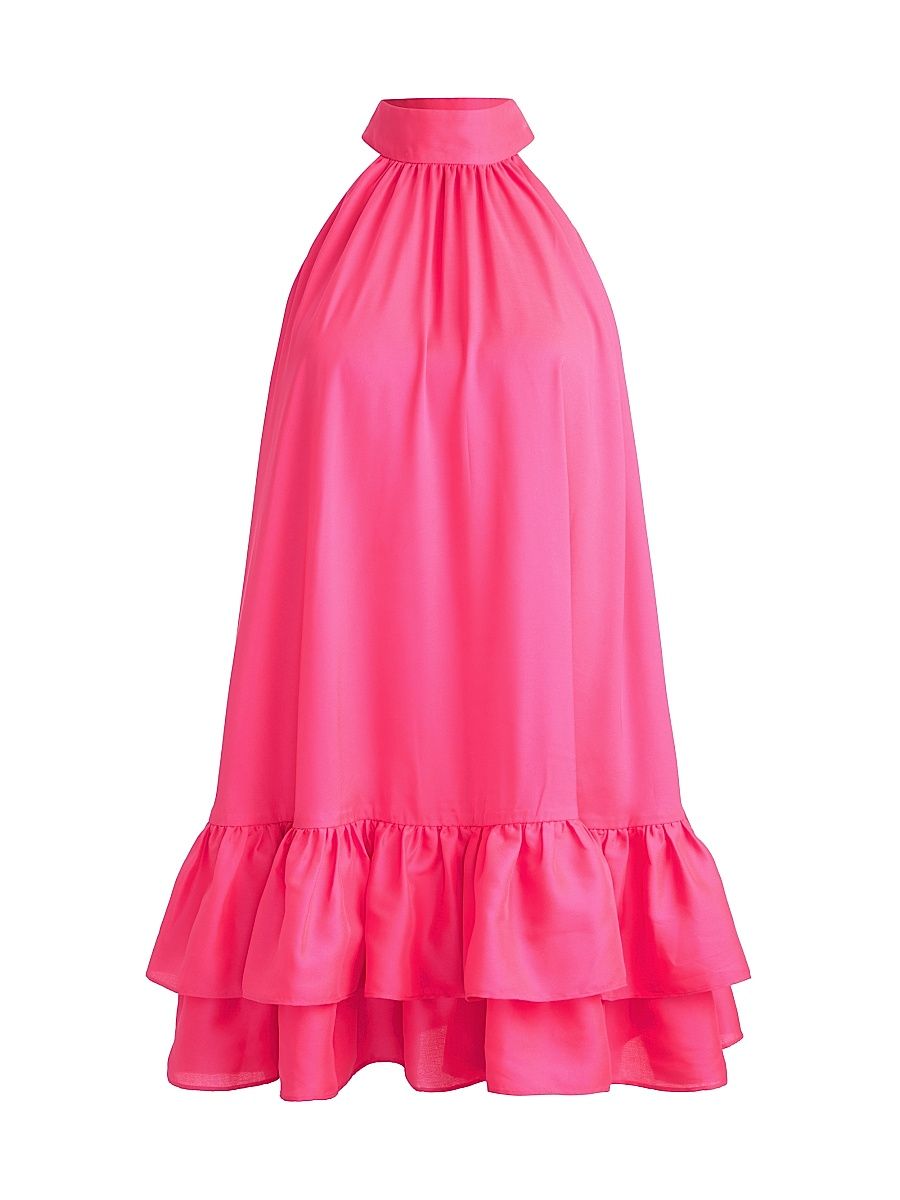 Women's Erna Halterneck A-Line Minidress - Wild Pink - Size Medium