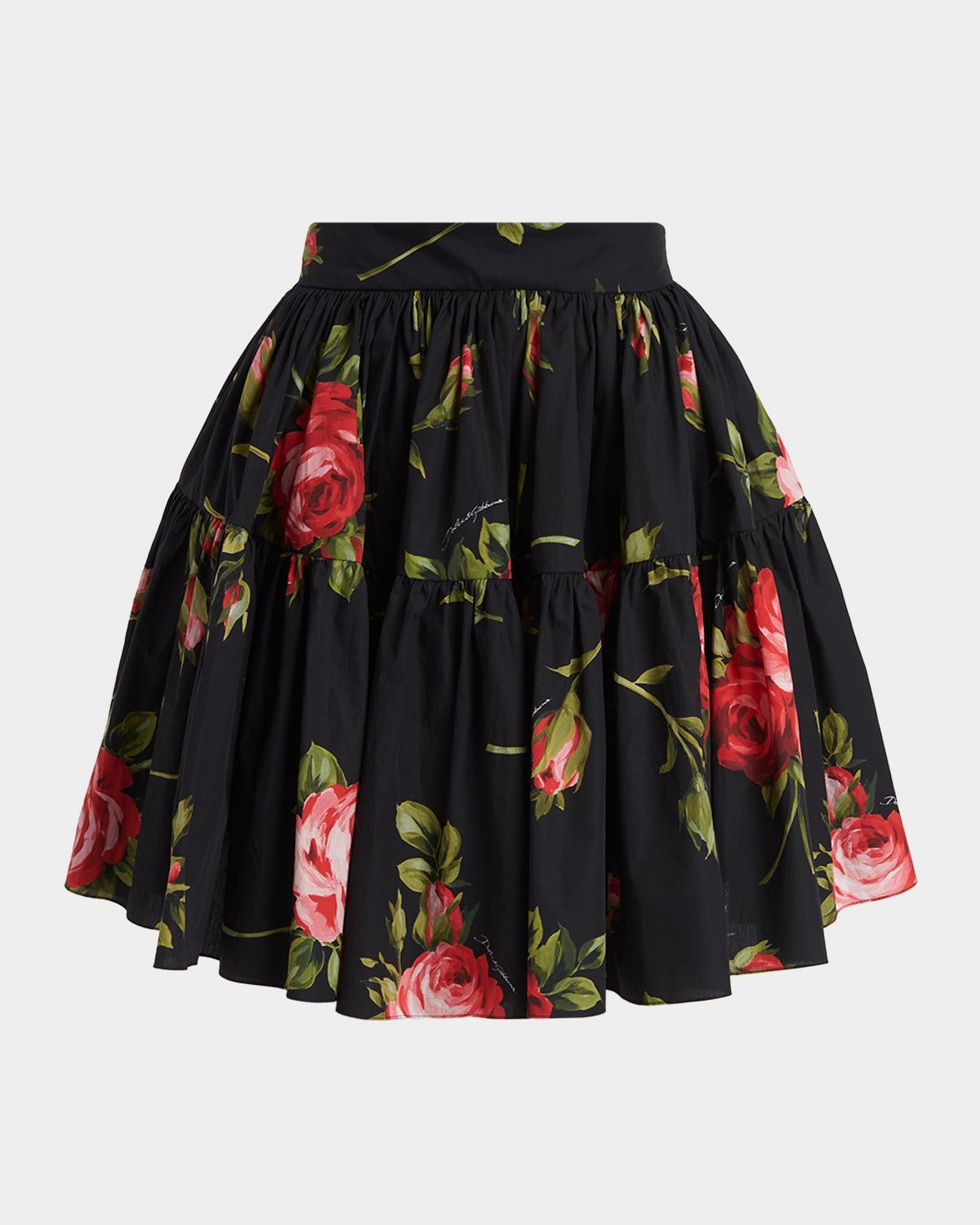 Rose Bouquet-Print Short Skirt