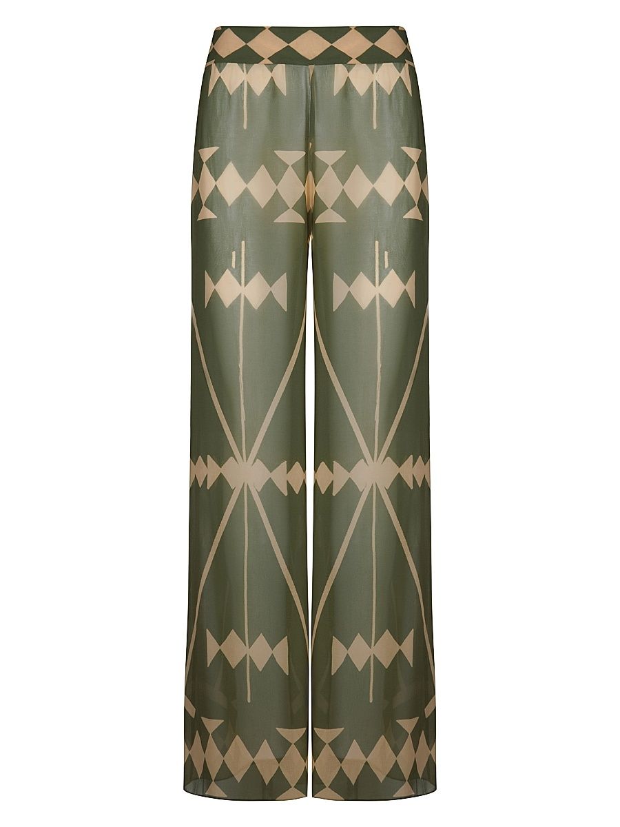 Women's Rapsodia Printed Pants - Green Ecru - Size 6