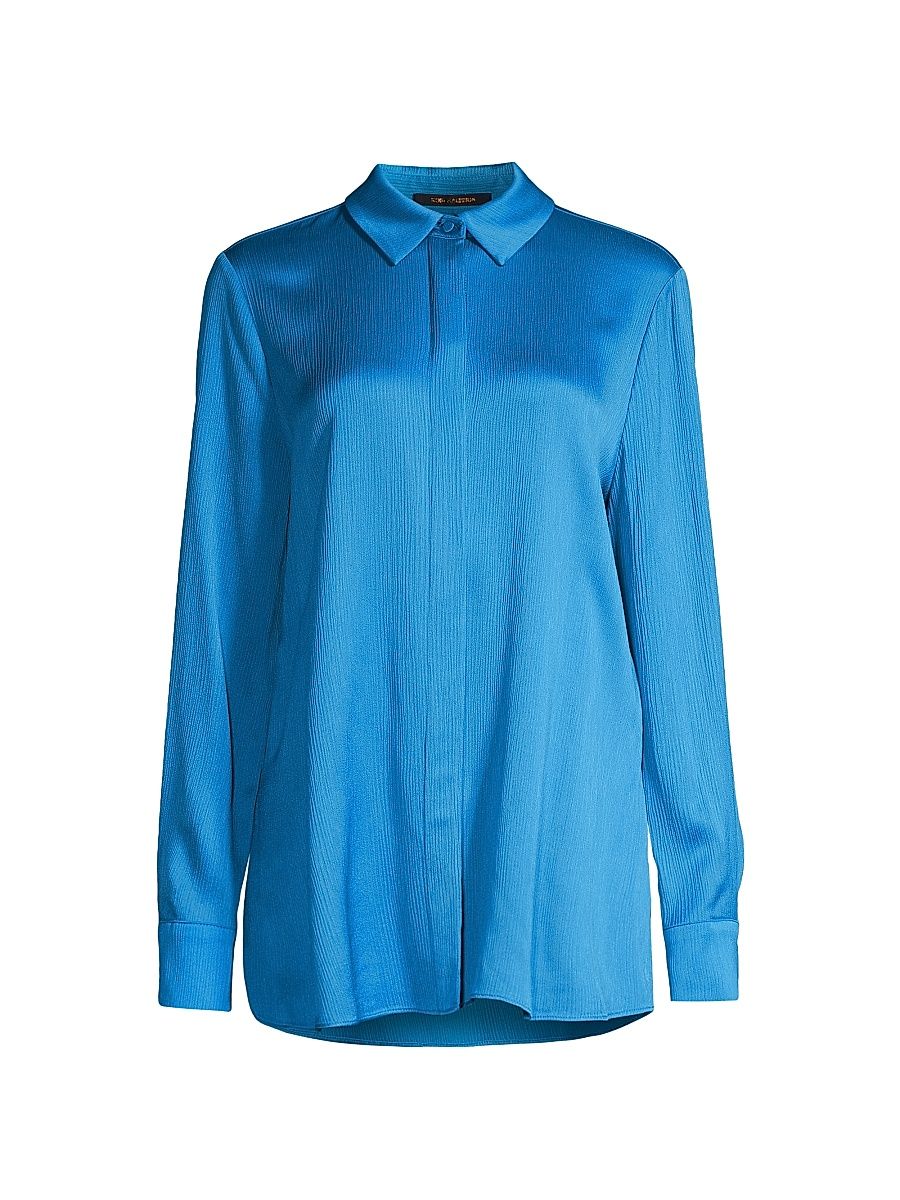 Women's Bella Satin Oversized Shirt - Ocean - Size Small