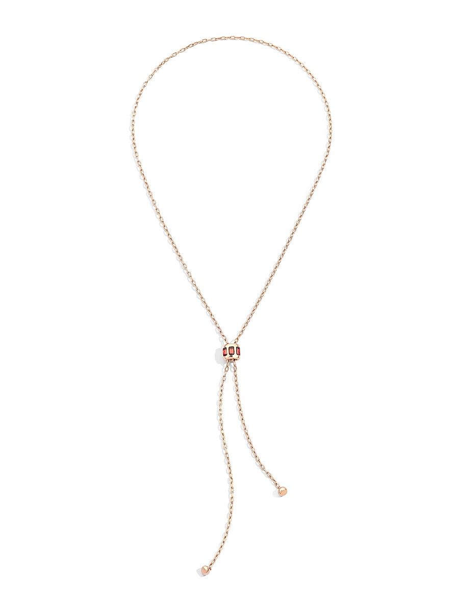Women's Iconica 18K Rose Gold & Garnet Lariat Necklace - Rose Gold