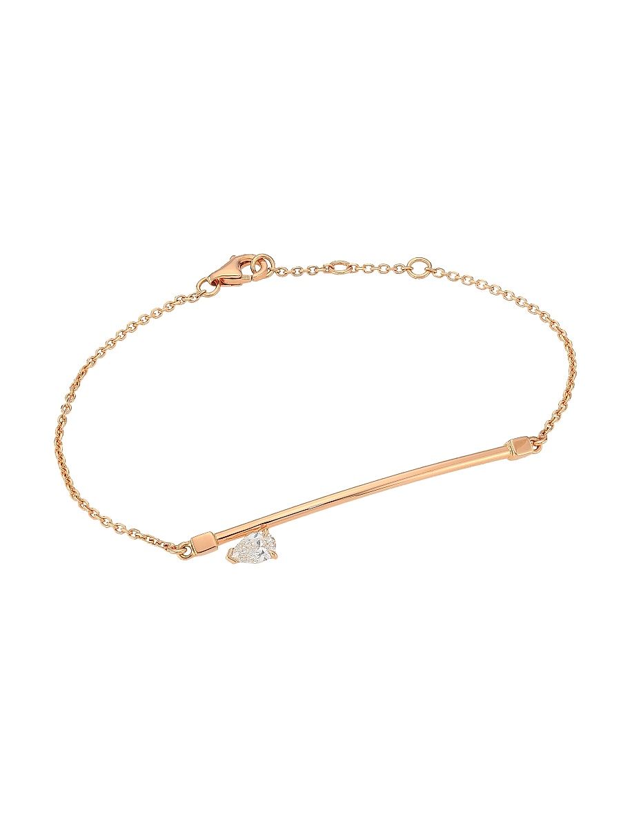 Women's Serti Sur Vide 18K Rose Gold & Diamond Chain Bracelet - Pink Gold - Size Medium