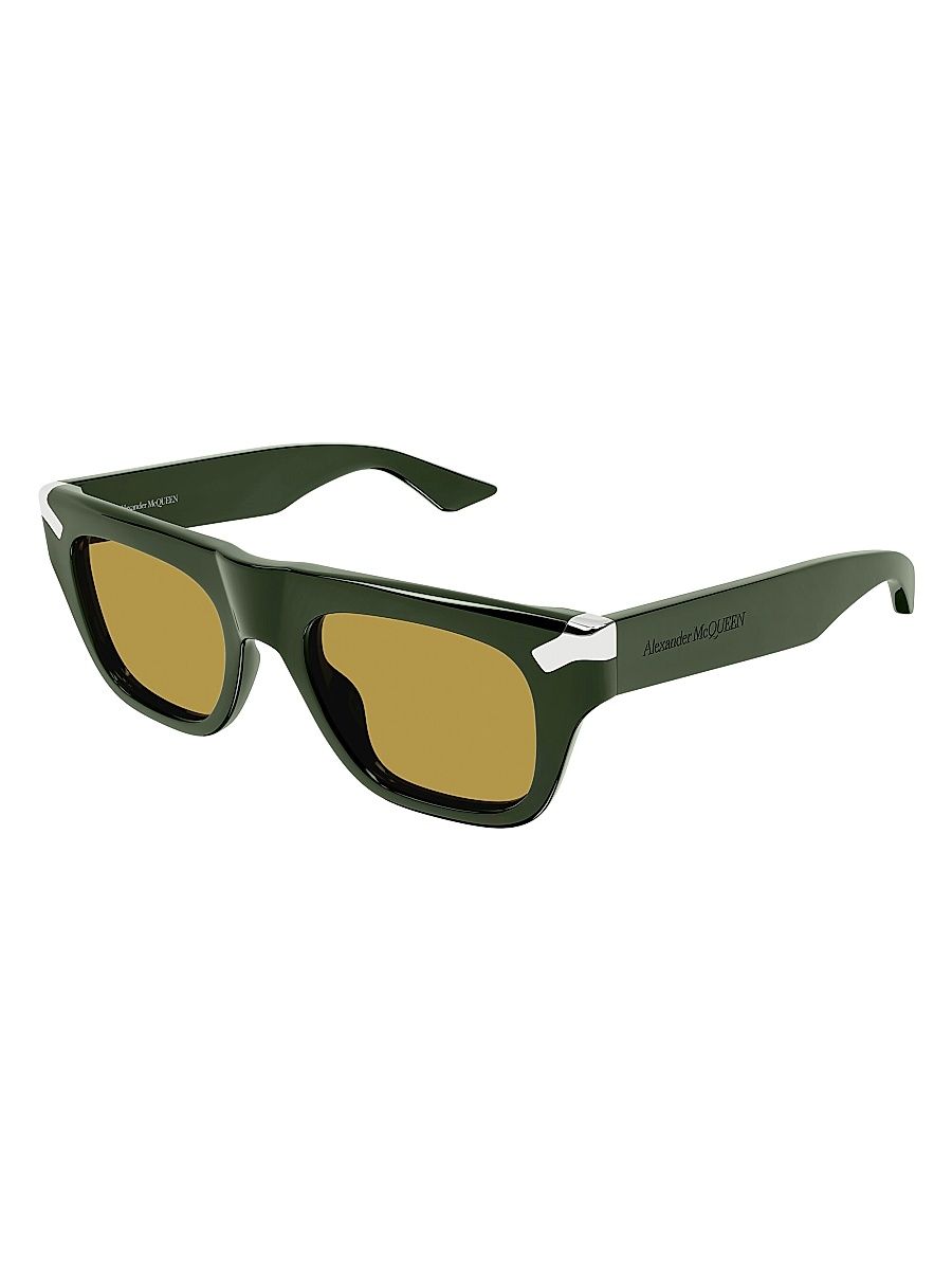 Men's Punk Rivet 51MM Square Sunglasses - Olive Yellow