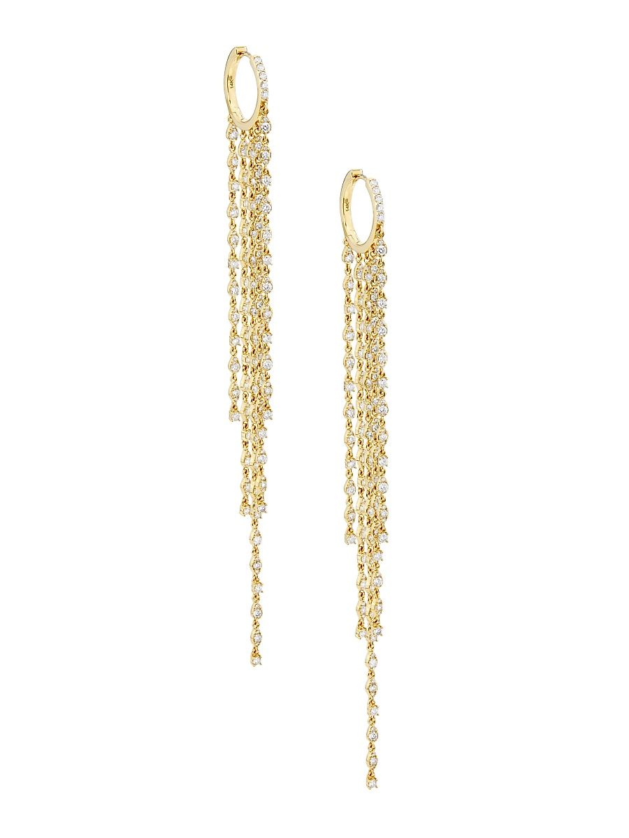 Women's 14K Yellow Gold & 3.41 TCW Diamond Drop Earrings - Yellow Gold