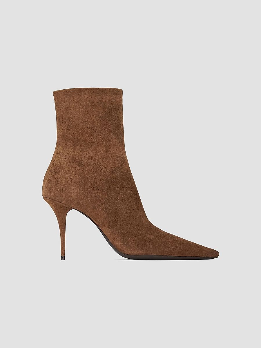 Saint Laurent Women's Ashley Booties in Suede - Dark Havana - Size 5.5