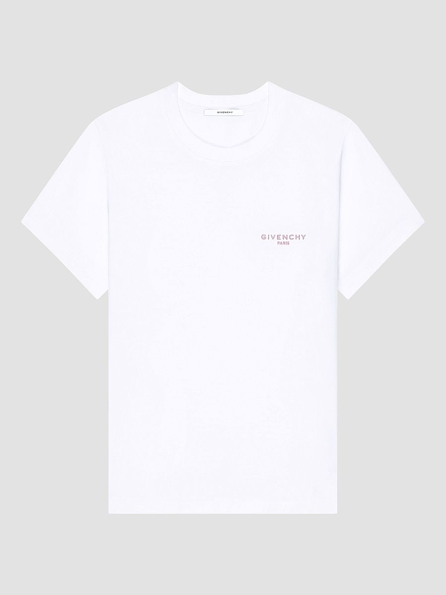 Givenchy Women's Slim T-Shirt in Cotton with Embroidery - White - Size XS