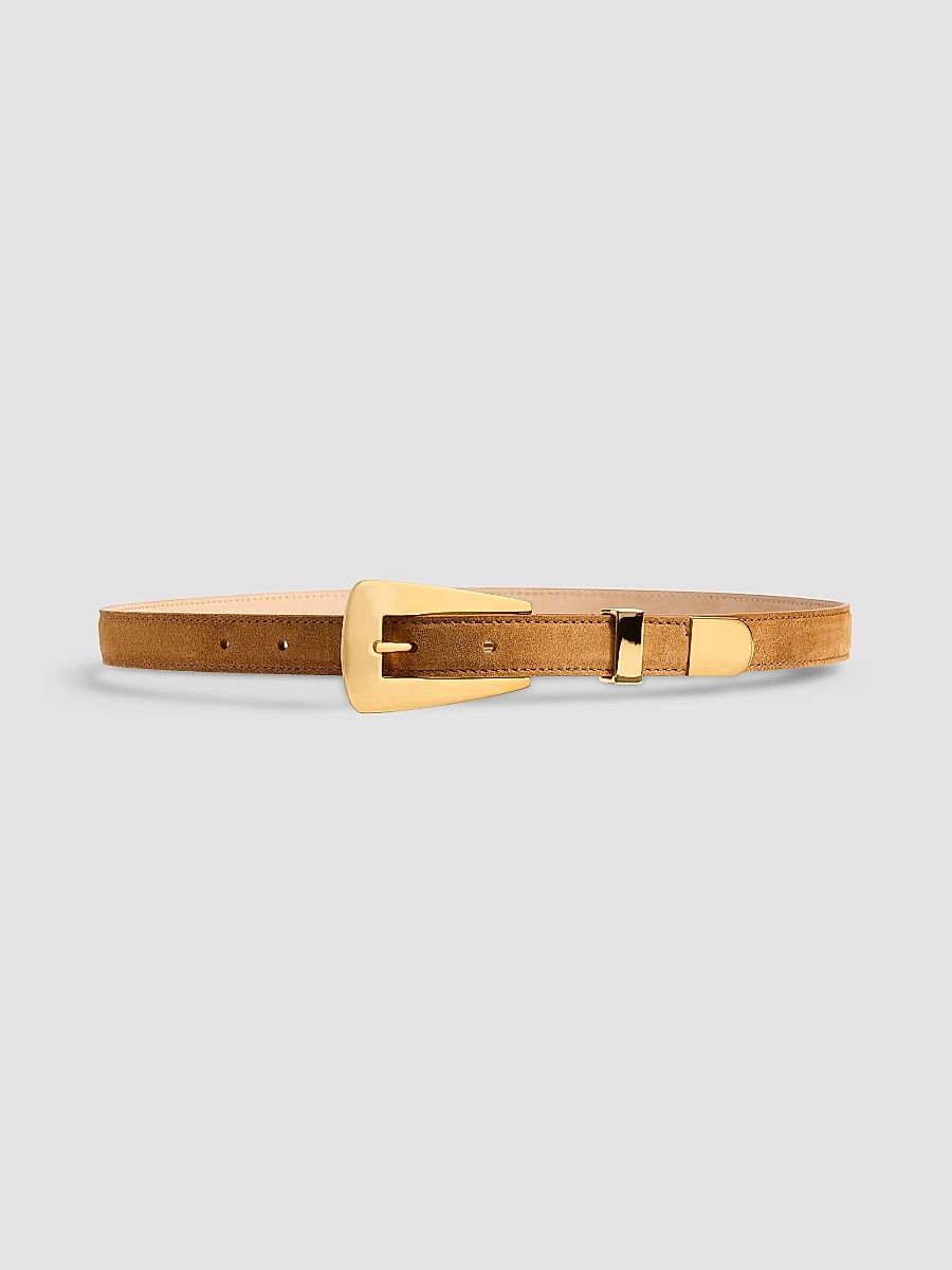 Khaite Women's Lucca Suede Belt - Caramel - Size Large