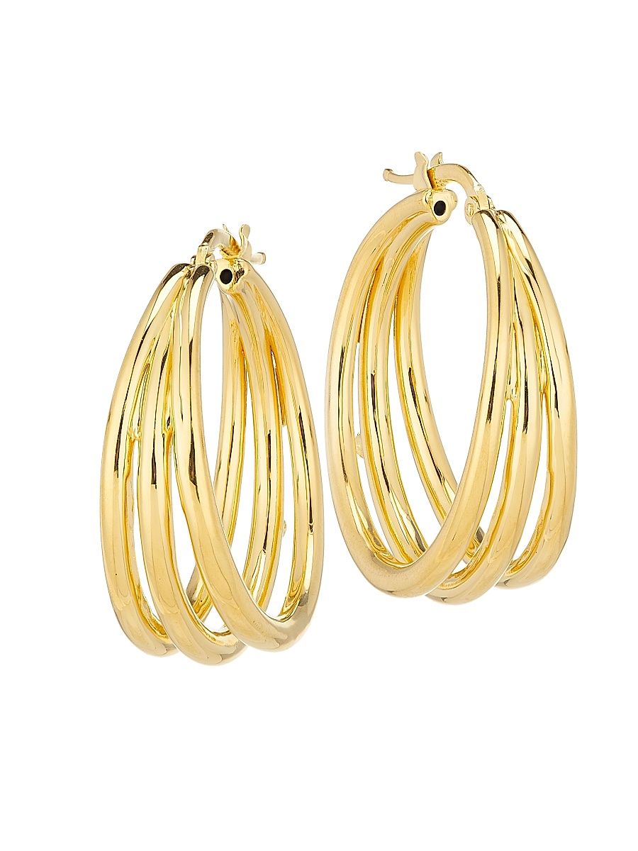 Women's 18K Yellow Gold Triple Hoop Earrings - Yellow Gold