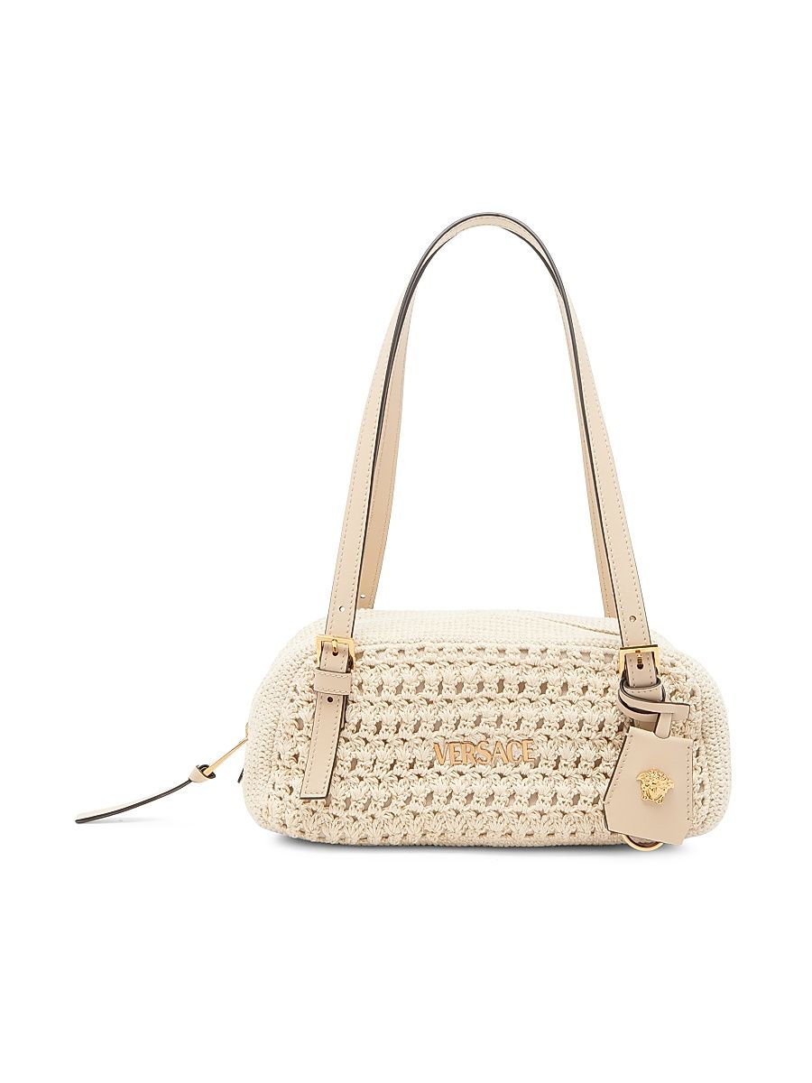 Women's Logo Knitted Shoulder Bag - Natural Ambrer Versace Gold