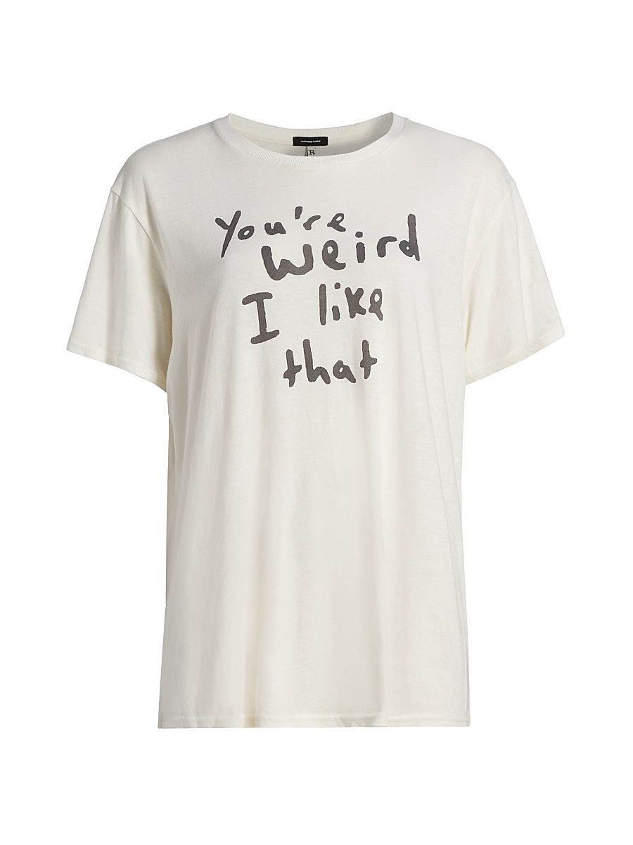 Women's You're Weird Cotton-Cashmere Boyfriend T-Shirt - Ecru White - Size Large