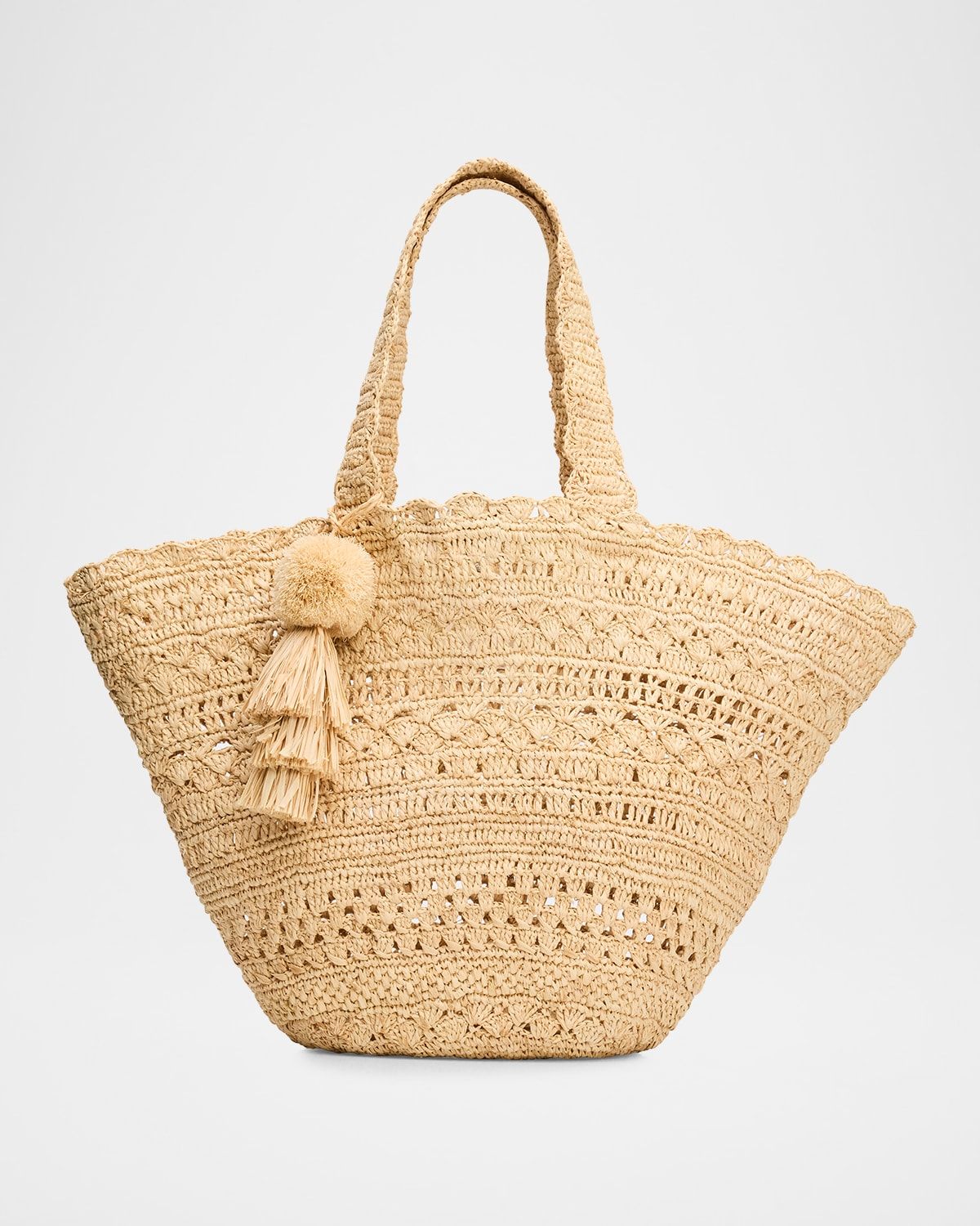 Mikala Crochet Raffia Tote Bag