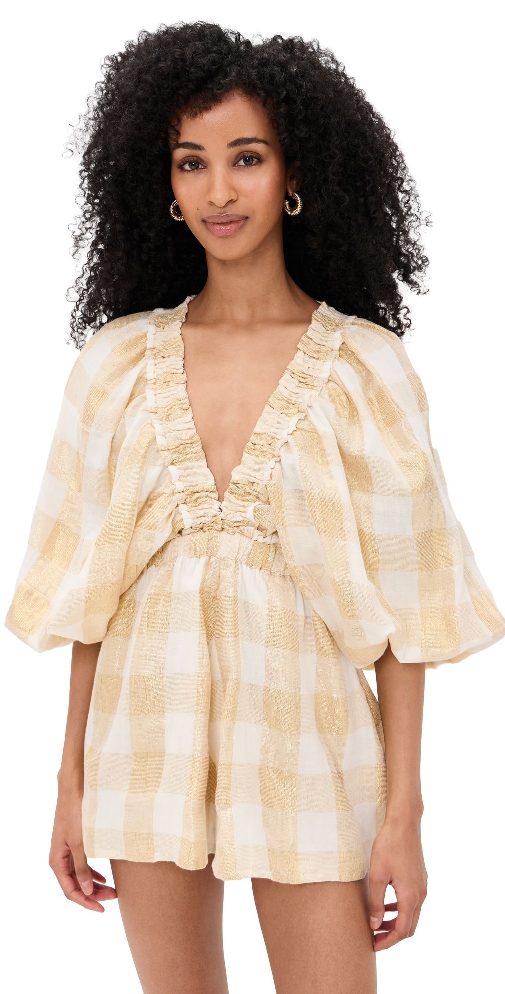 SUNDRESS Alicia Jumpsuit Gingham Gold XS/S