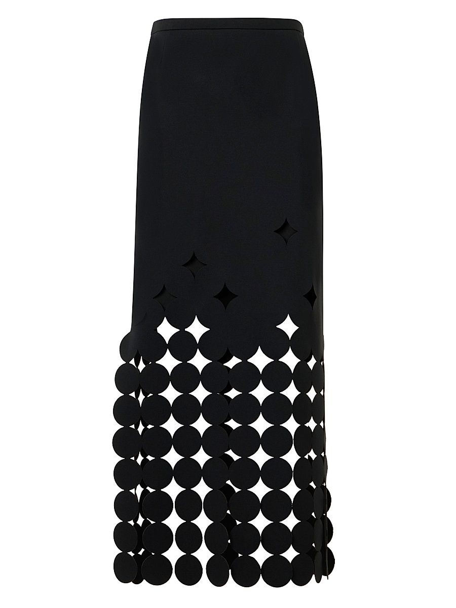 Women's Dot Cut-Out Midi-Skirt - Black - Size 14