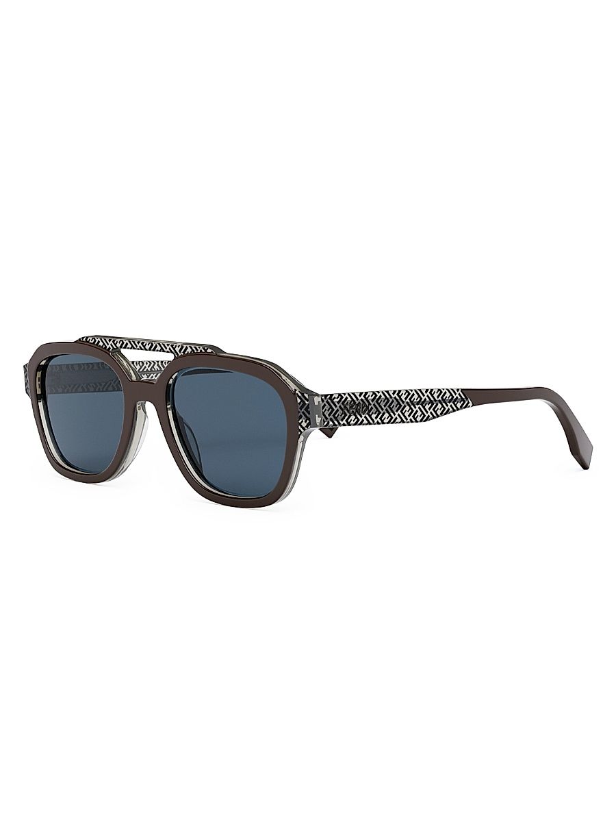 Men's 52MM Logo Acetate Sunglasses - Dark Brown