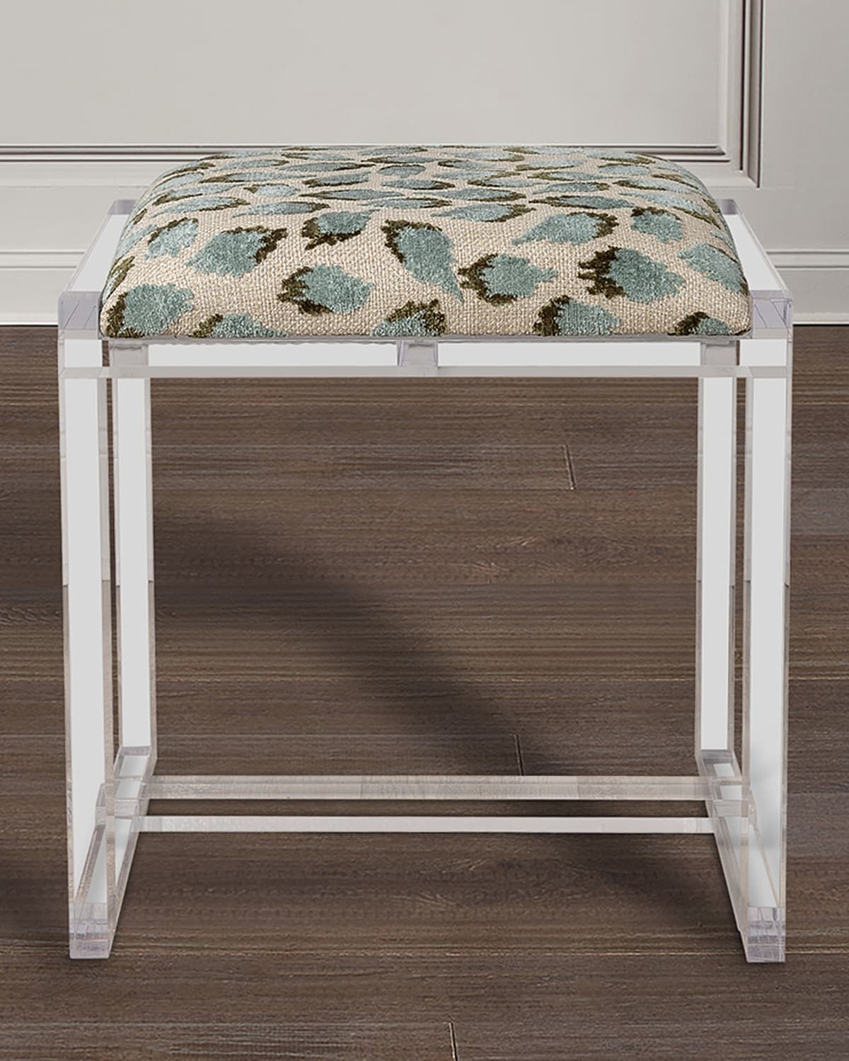 Glencoe Celadon Ocelot-Print Bench, 18"