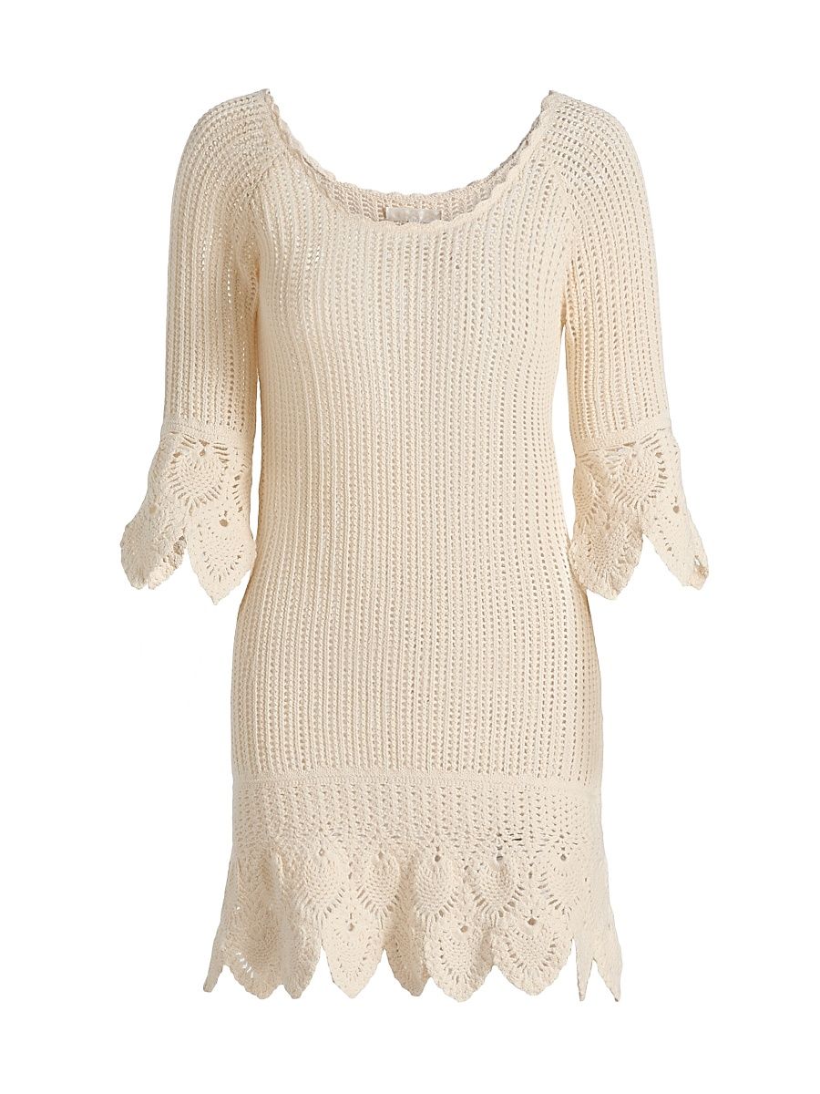 Women's Krisella Crochet-Knit Cotton Minidress - Ivory - Size XL