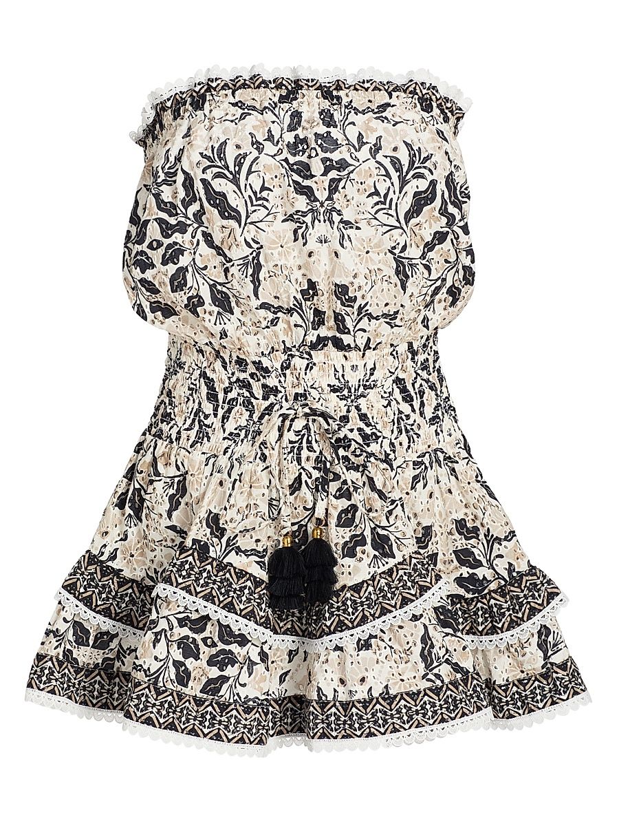 Women's Zelda Cotton Strapless Minidress - Black Combo - Size XL