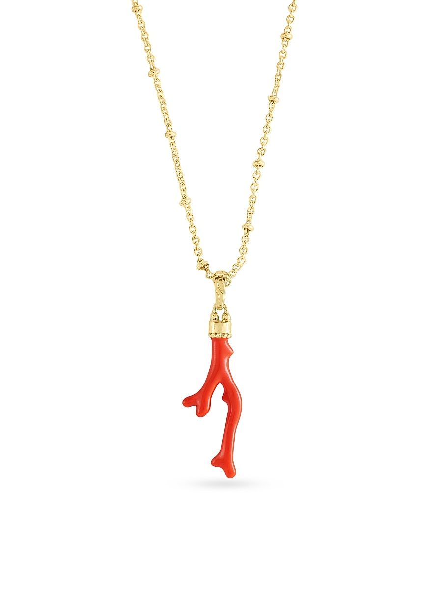 Women's Milos 18K-Gold-Plated & Enamel Coral Charm - Coral