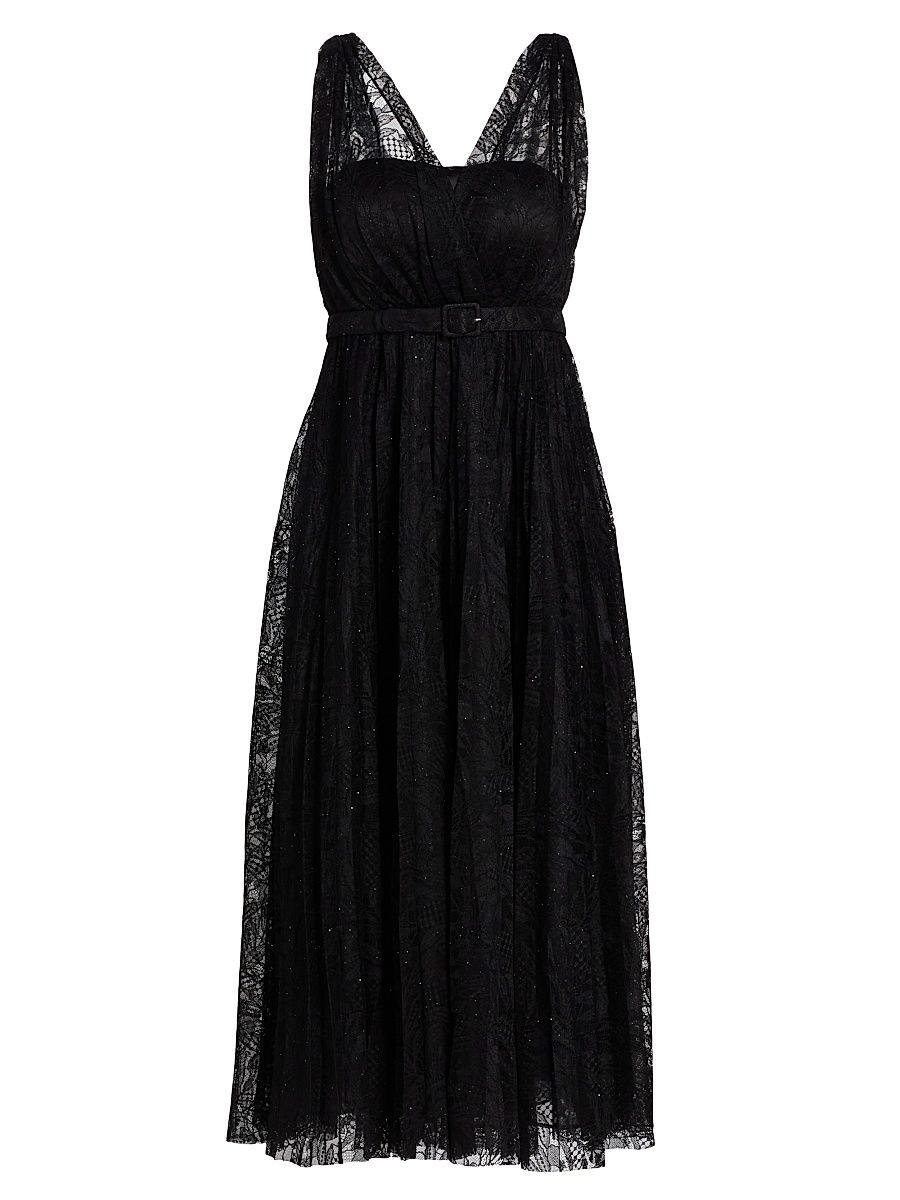 Women's Tara Tulle Lace Midi-Dress - Black - Size 12